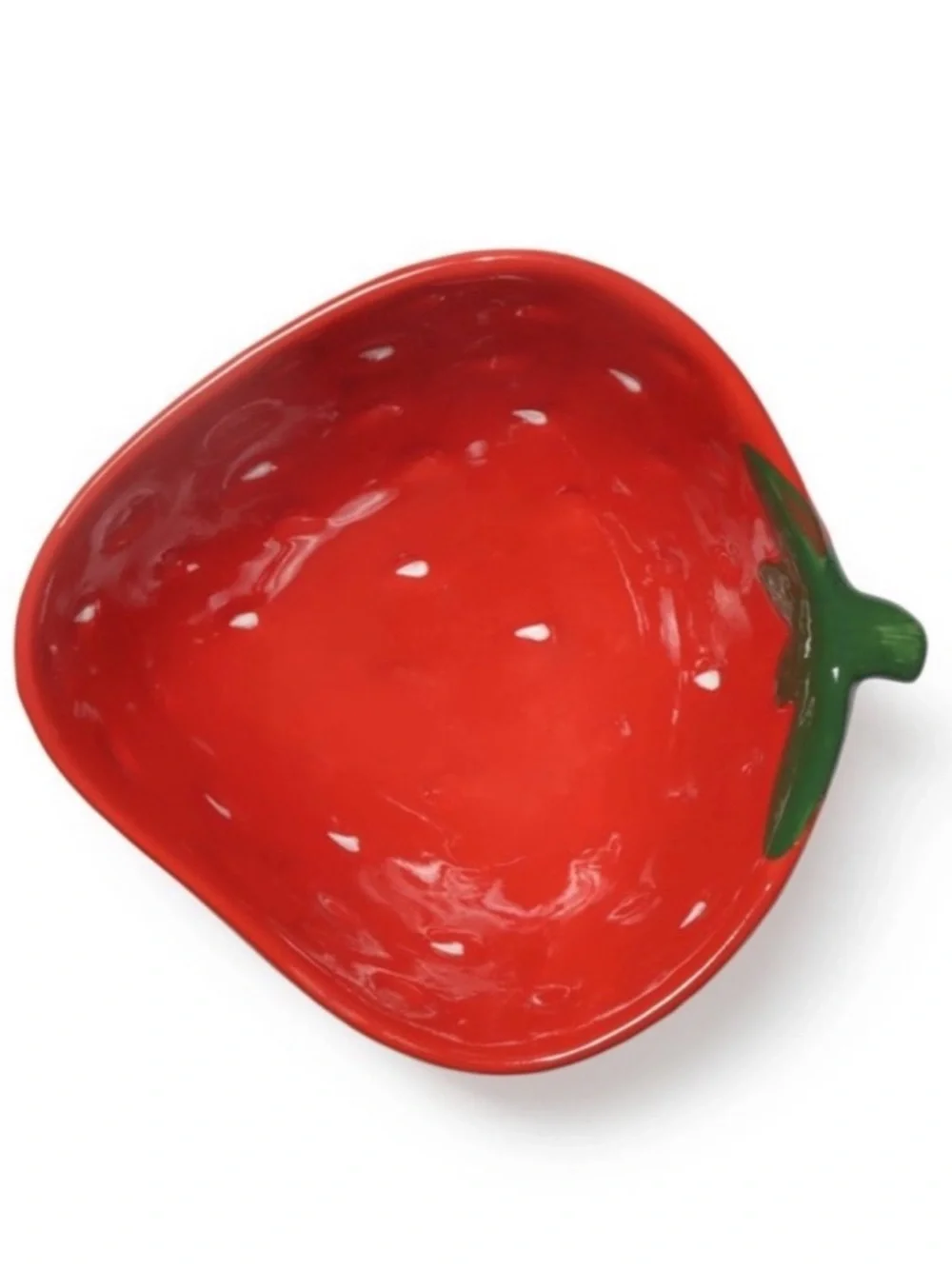 Red Strawberry Ceramic Serving Bowl with Green Leaf Accent - Home Dining Target
